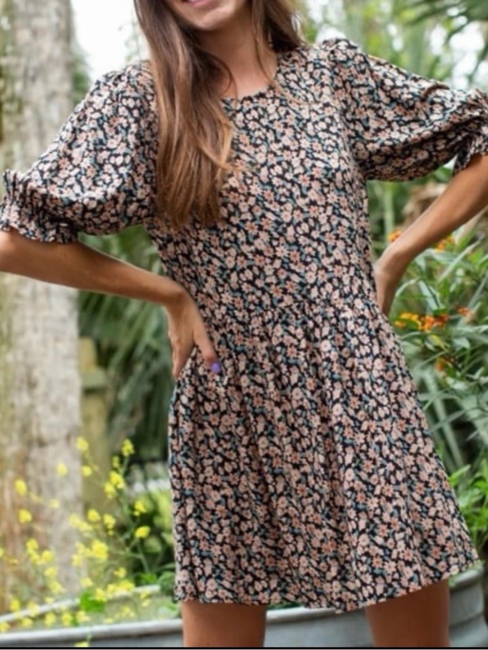 NATURAL LIFE Ditzy Floral Boho Mini Dress Size XL